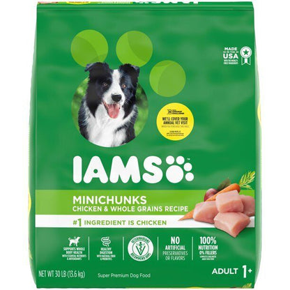 IAMS Minichunks High Protein Adult Dog Food, Chicken & Whole Grains 7 - 40 Lbs
