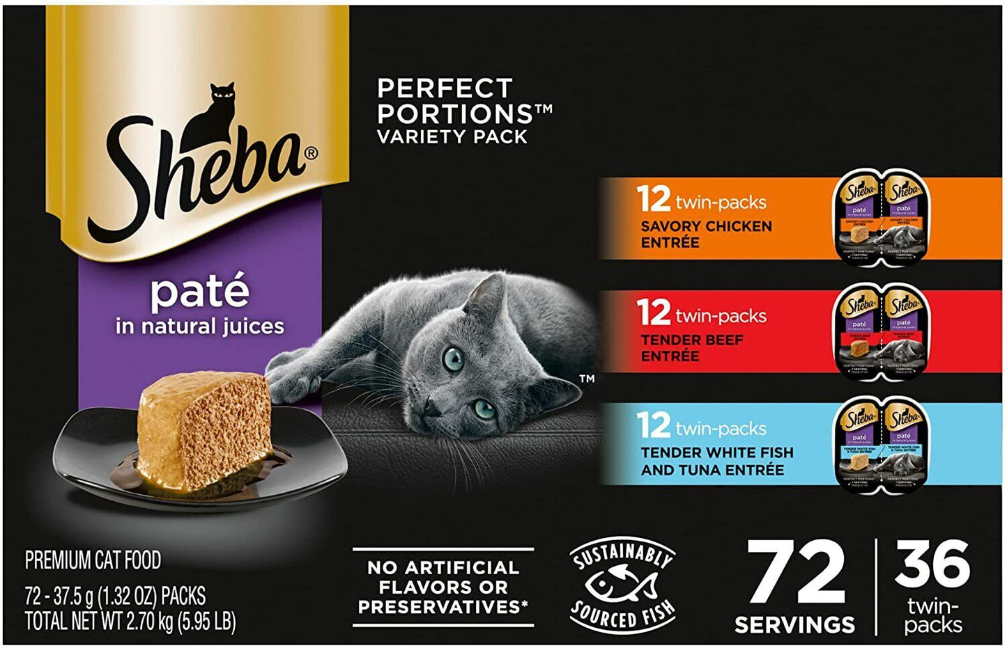 Sheba Perfect Portions Pate Wet Cat Food Tray Variety Packs, 12 - 48 Servings