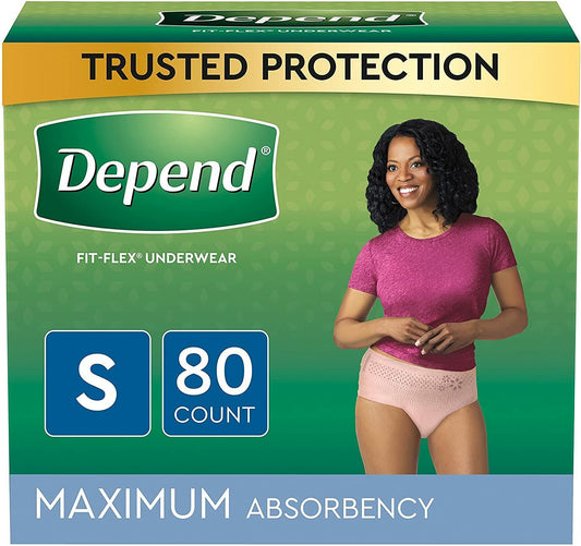 Depend FIT Flex Incontinence Underwear For Women Maximum Absorb. Small, 80 Ct