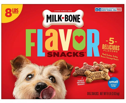Milk-Bone Flavor Snacks Dog Biscuits Treats - Beef, Turkey, Bacon, 8 lbs