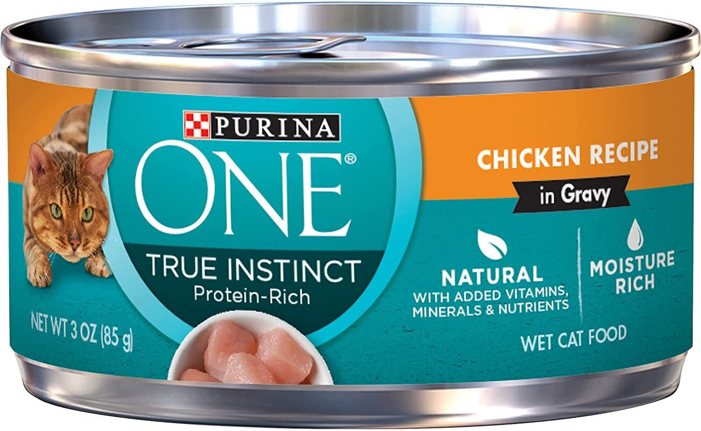 Purina One True Instinct Natural Wet Cat Food In Sauce or Gravy, 3 oz, 24 Cans