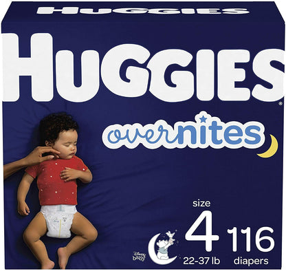Huggies Overnites Nighttime Disposable Baby Diapers, Size 3, 4, 5, 6