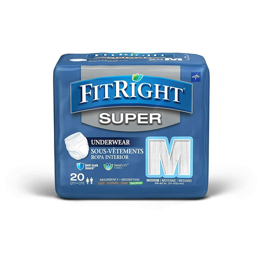 FitRight Super Adult Diapers Incontinence Underwear, Maximum Absorbency 80 Ct