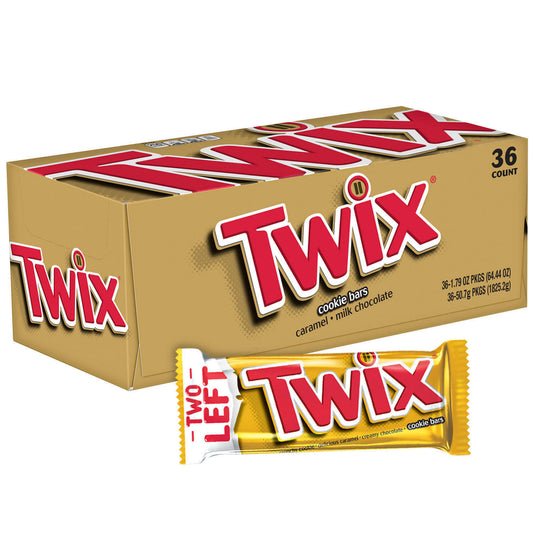 Twix Full Size Caramel Milk Chocolate Candy Cookie Bars 36 Count