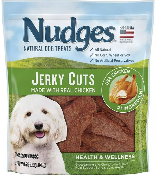 Nudges Jerky Cuts Natural Dog Treats Snacks With Real Chicken, 40 oz.