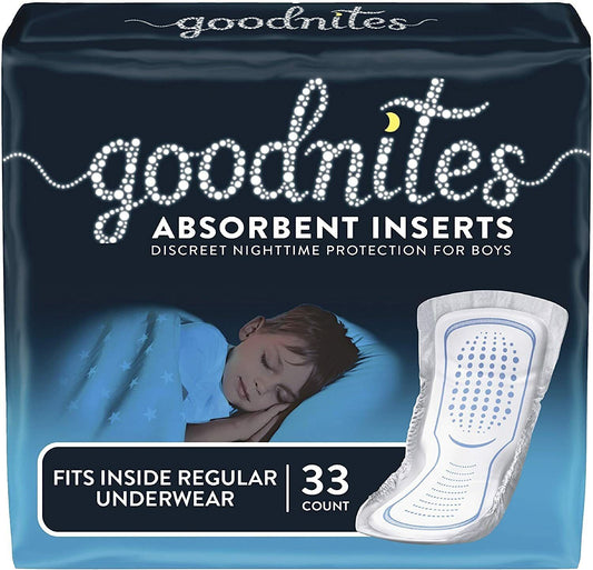 Goodnites Absorbent Bedwetting Disposable Underwear Inserts for Boys, 33 Ct