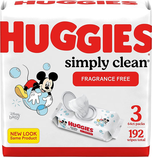 Huggies Simply Clean Baby Diaper Wipes, Unscented & Fragrance Free, 192 or 704