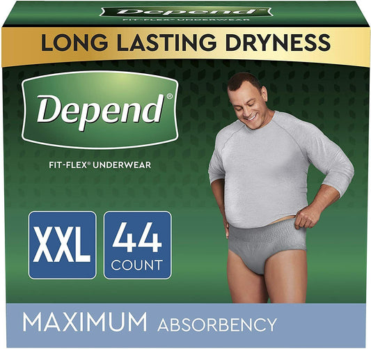 Depend FIT-FLEX Incontinence Underwear for Men Maximum Absorbency XXL 44 Ct