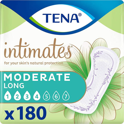 TENA Intimates Moderate Absorbency Incontinence Pads, Long Length, 180 Count