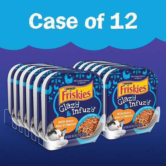 Purina Friskies Glaz’d & Infuz’d Wet Cat Food with Gravy, 3.5 oz -12 Trays