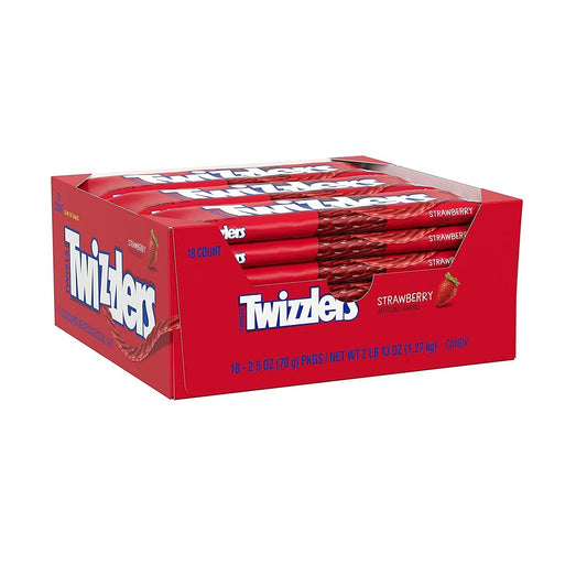 TWIZZLERS Twists Strawberry Flavored Chewy Candy, 2.5 oz Bags, 18 Count