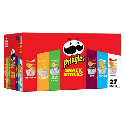 Pringles Snack Stacks Potato Chips, Flavored Variety Pack, 19.5 oz (27 Cups)