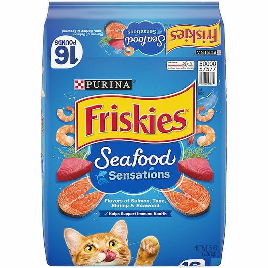 Purina Friskies Seafood Sensations Adult Dry Cat Food Salmon, Tuna, Shrimp
