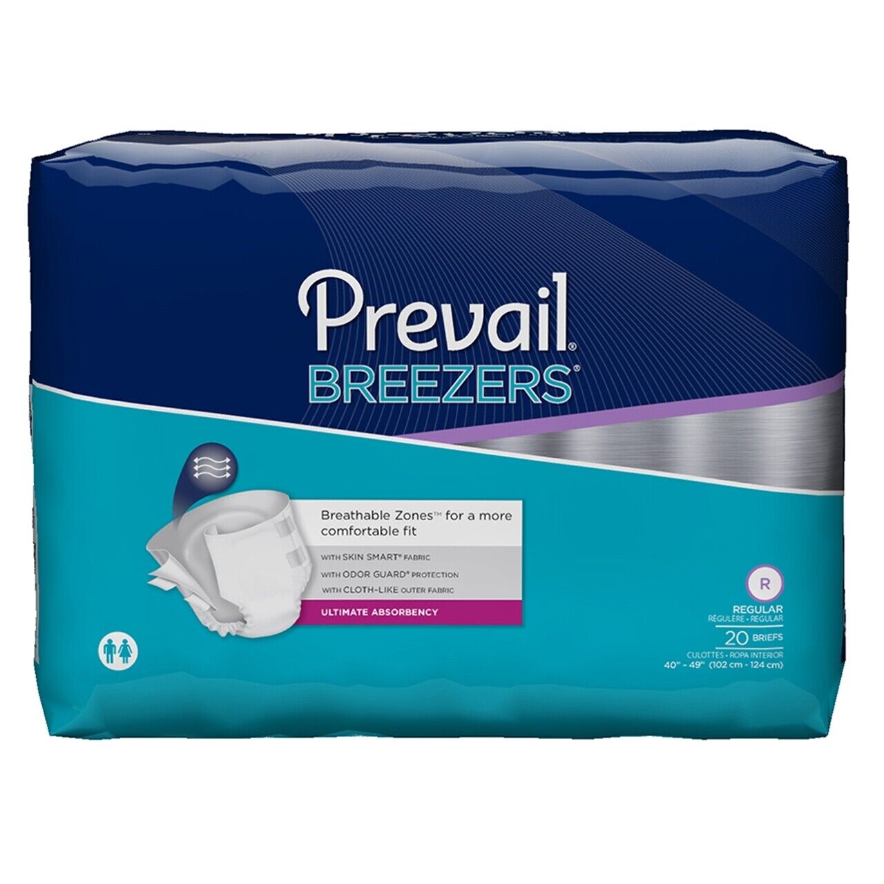 Prevail Breezers Incontinence Underwear Diaper Briefs, Ultimate, R/M/L/XL