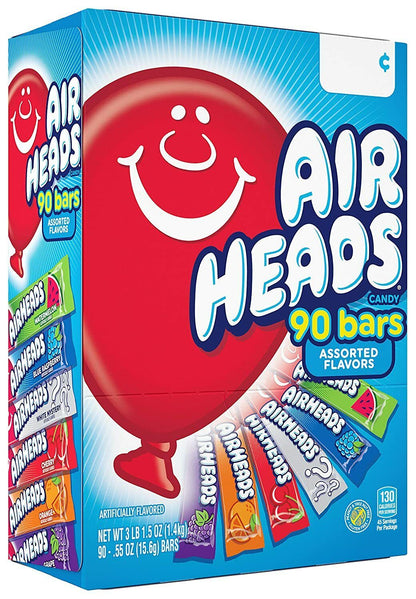 Airheads Candy Bars Variety Pack, Chewy Full Size Fruit Taffy, 60 & 90 Count ️