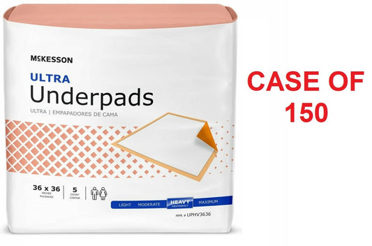 McKesson Ultra Heavy Adult Bed Chux Pad Disposable Underpads 36x36" 150 Pads