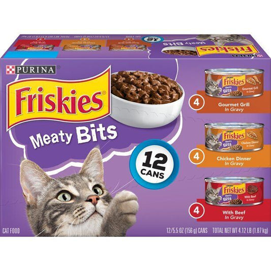 Purina Friskies Meaty Bits Variety Pack Wet Cat Food In Gravy, 5.5 oz Cans