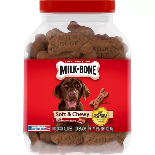 Milk-Bone Soft & Chewy Beef & Filet Mignon Recipe Dog Snacks, Treats, 37 oz