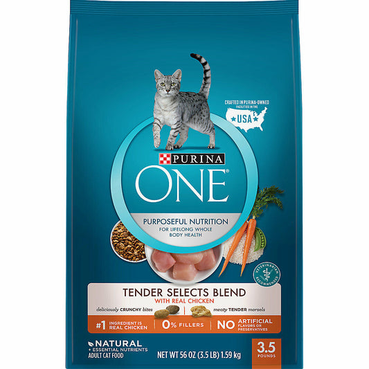 Purina ONE Tender Selects Blend Natural Adult Dry Cat Food, 3.5 - 22 Lbs