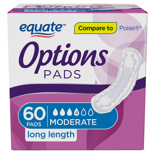 Incontinence Women's Bladder Control Pads Moderate, Long, 60, Compare To Poise