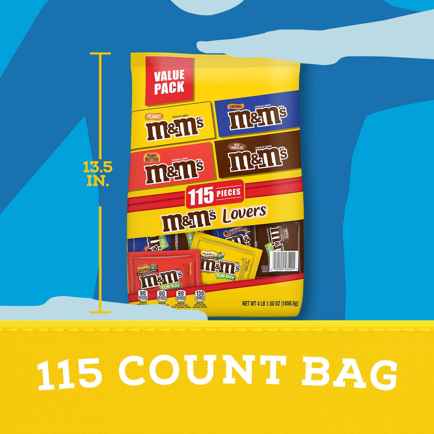 M&M'S Peanut Butter, Caramel, Milk Chocolate Candy Variety Mix 65.5 oz 115 ct