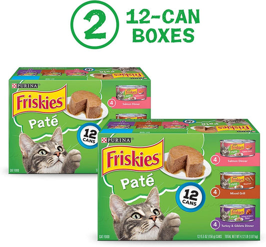 Friskies Wet Cat Food - Classic Pate Variety Pack, Poultry & Fish, 24 Cans
