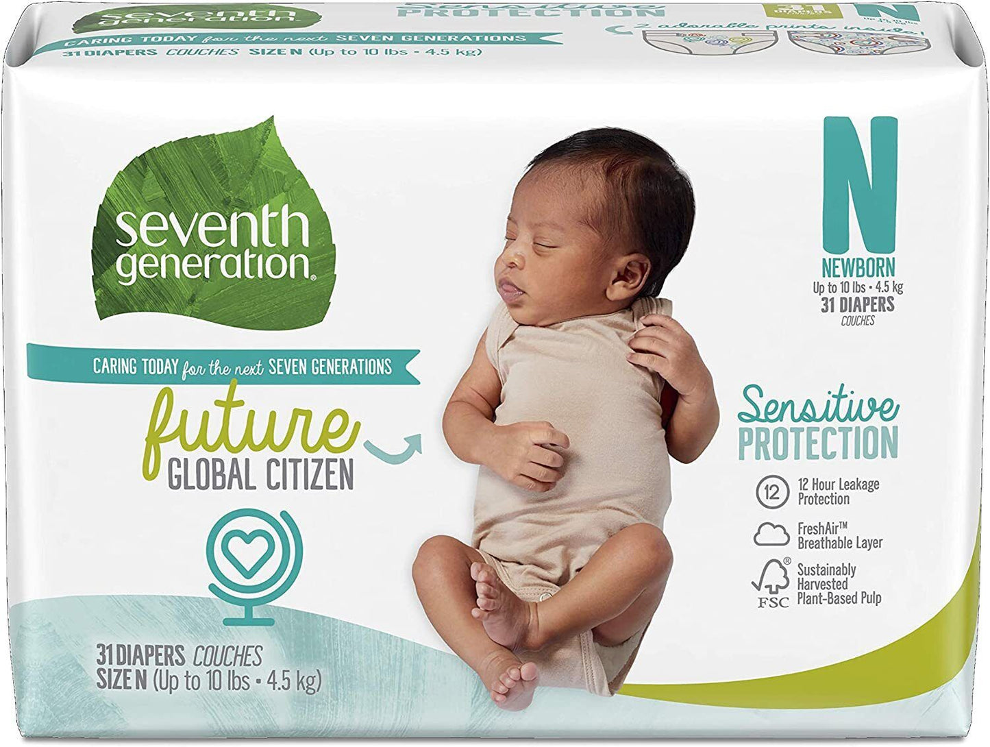 Seventh Generation Sensitive Skin Protection Baby Diapers Value Pack (7 Sizes)
