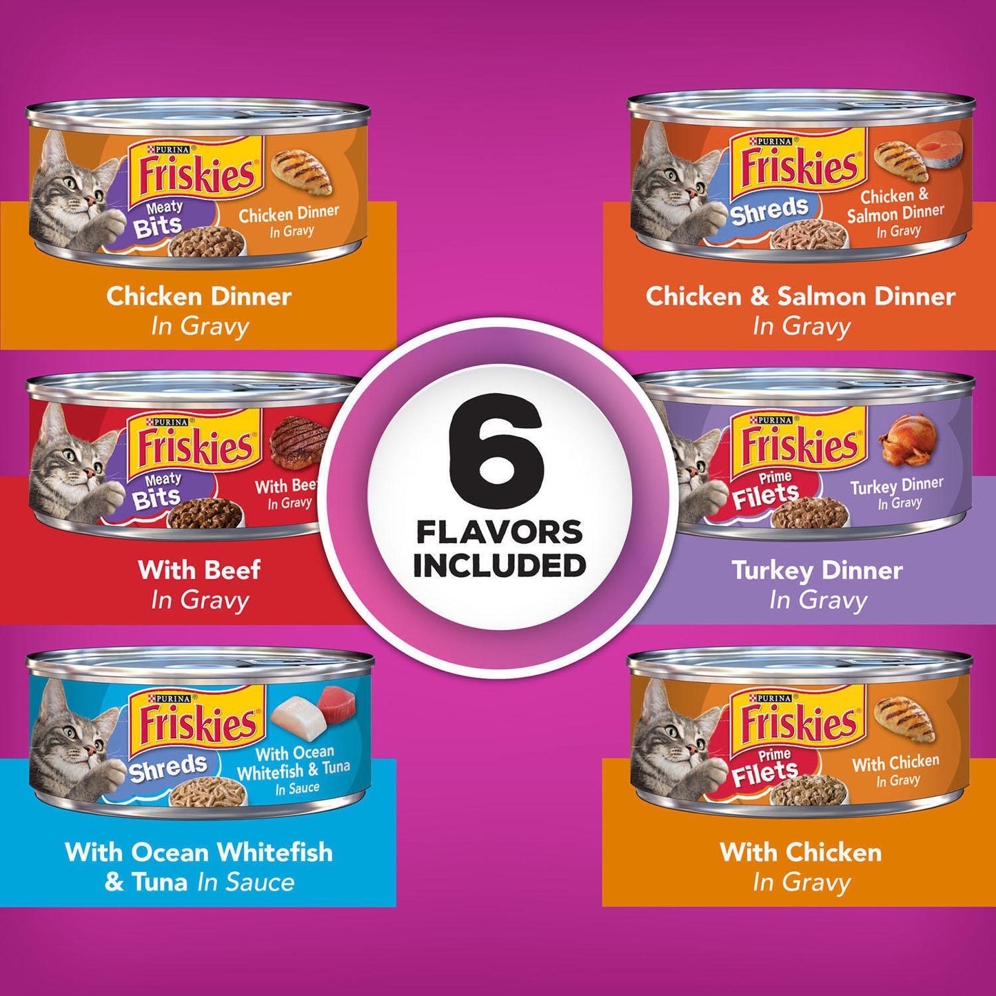 Purina Friskies Wet Cat Food - Gravy Pleasers Variety Pack, 5.5 oz, 60 Cans