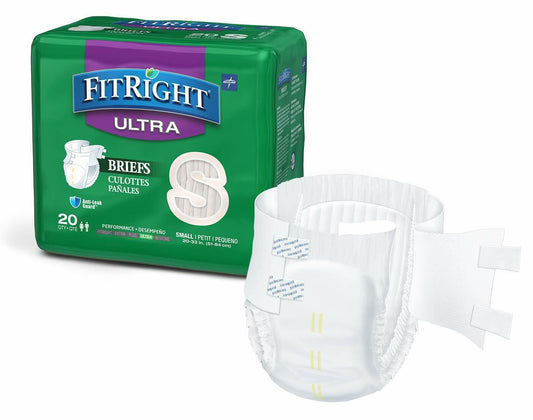 FitRight Ultra Adult Diapers, Incontinence Briefs with Tabs, Heavy 20 - 80 Ct