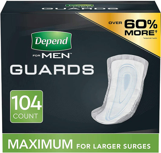 Depend Incontinence Guards Bladder Control Pads for Men 52 x 2  = 104 Count