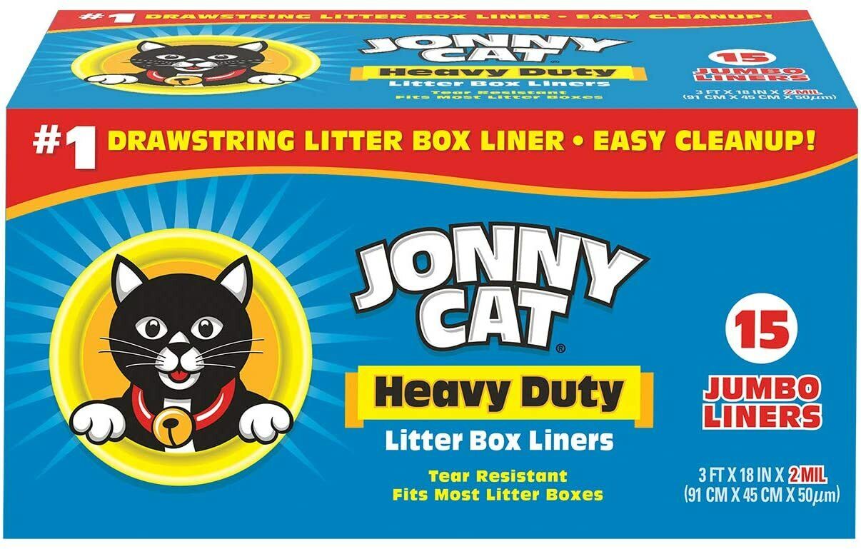 JONNY CAT Jumbo Heavy Duty Tear Resistant Plastic Litter Box Liners 5 & 15 ct