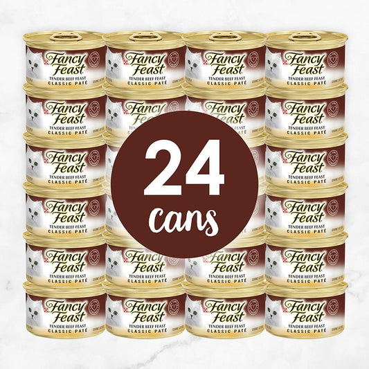 Purina Fancy Feast Classic Pate Adult Canned Wet Cat Food, 3 oz, 24 Cans