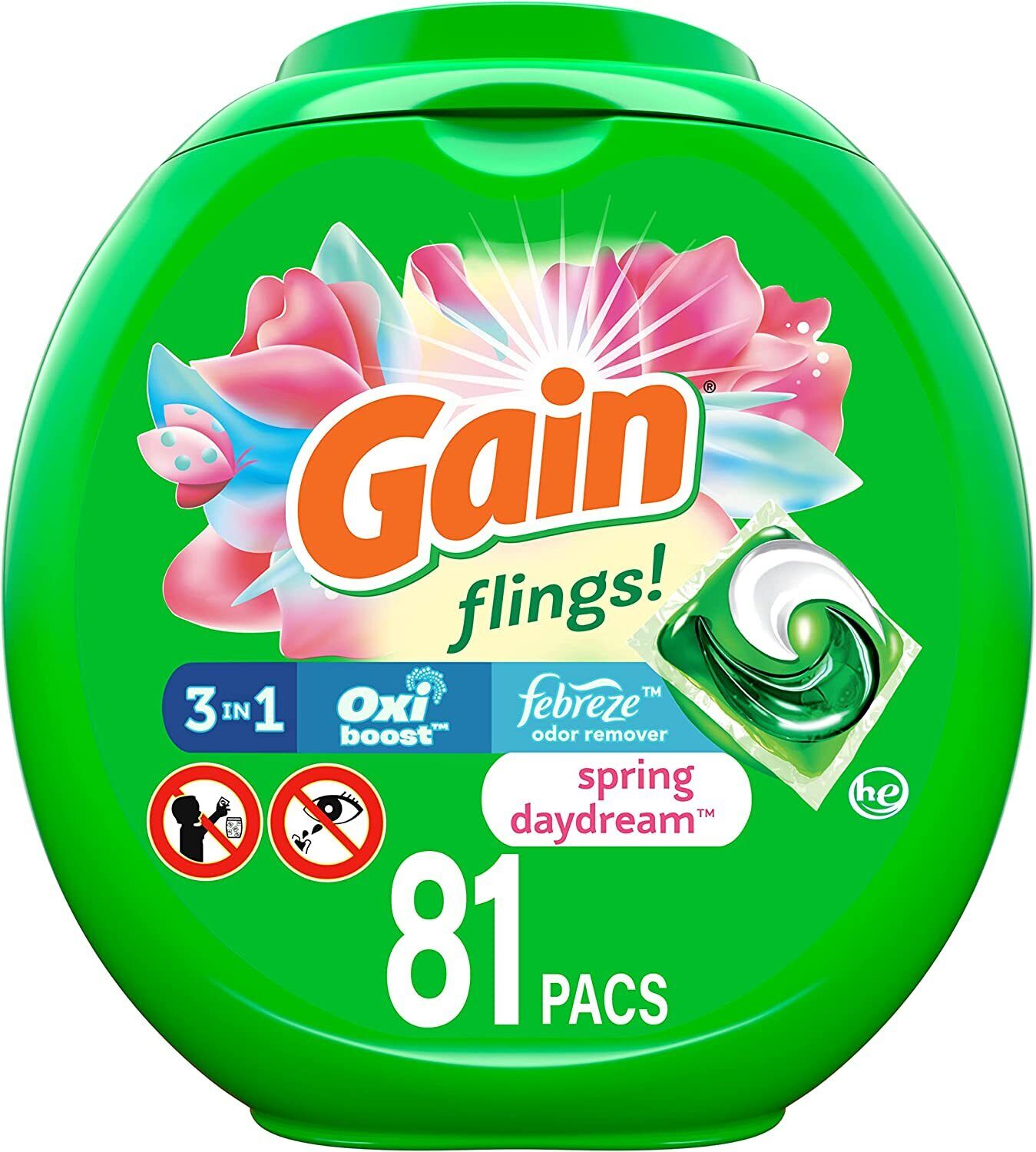 Gain flings! Laundry Detergent Pacs Plus Aroma Boost, Assorted, 81 & 96 Pods