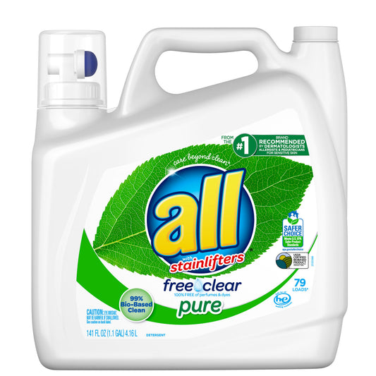 all Free Clear Pure Sensitive Skin, Liquid Laundry Detergent, 141 oz, 79 lds