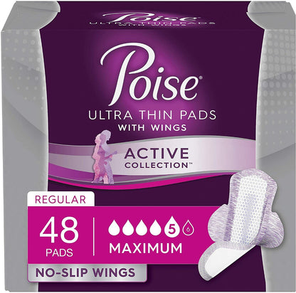 Poise Active Collection Incontinence Pads & Liners, Light, Moderate, Maximum