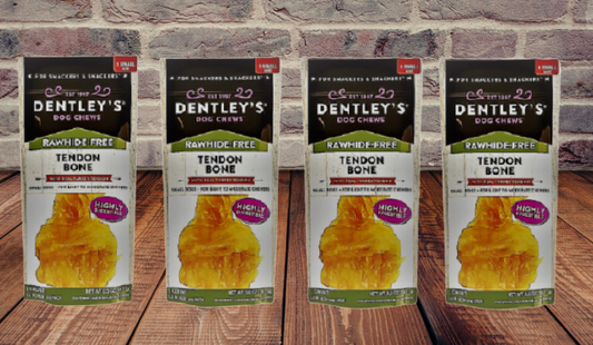 Dentley's Rawhide-Free Turkey Tendon Bone Dog Treat Chew 0.5 oz (4 Pack)