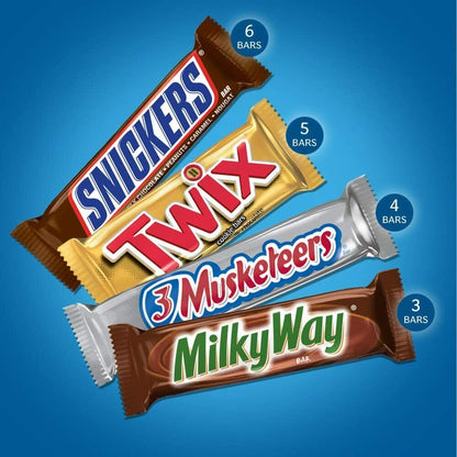 Snickers Twix 3 Musketeers & Milky Way Full Size Candy Bars Variety Pack 18 Ct