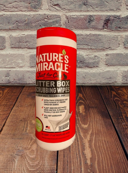 Nature's Miracle Just for Cats Litter Box Scrubbing Wipes, Extra Thick, 30 Ct