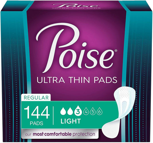 Poise Ultra Thin Incontinence Pads for Women Light Moderate Maximum Ultimate
