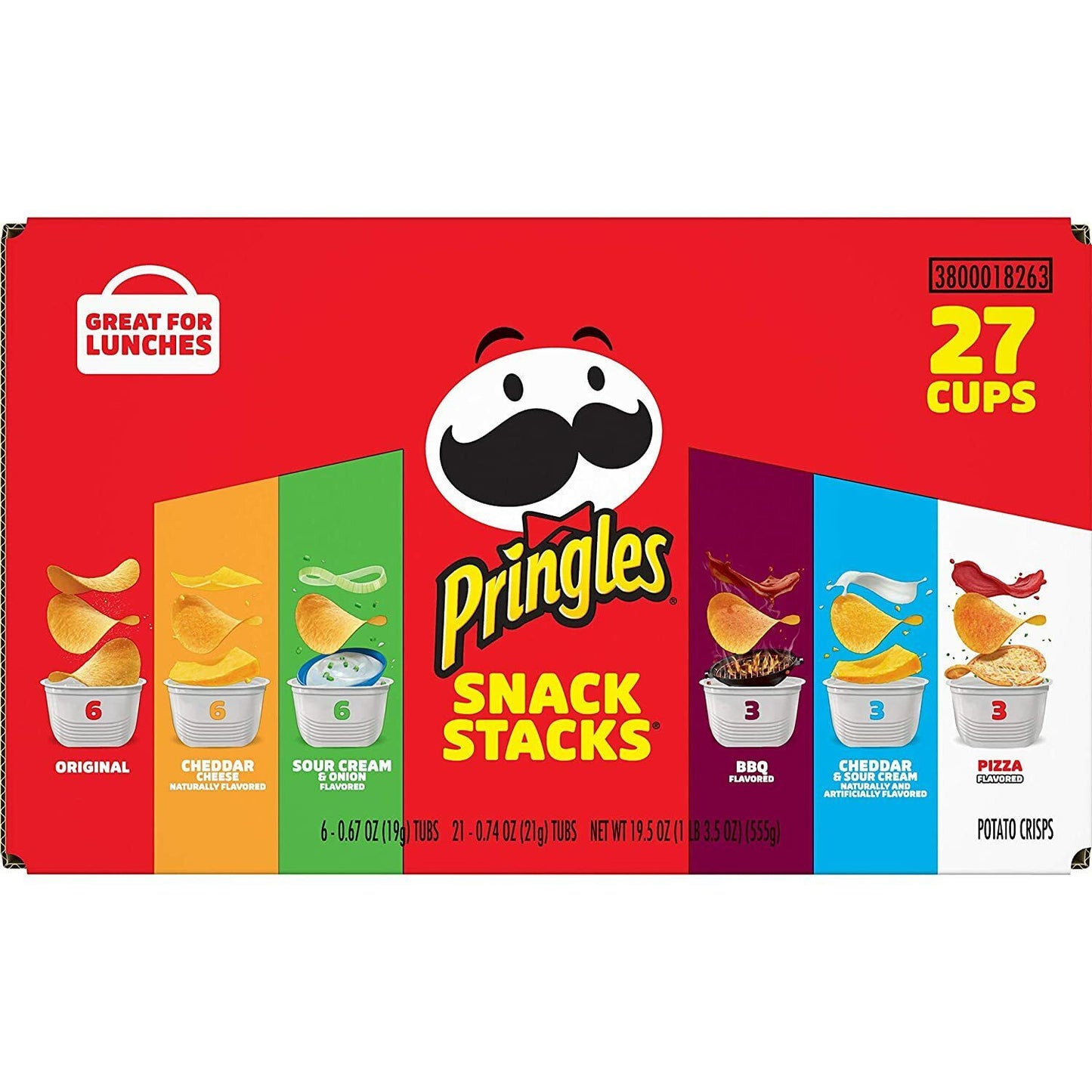 Pringles Snack Stacks Potato Chips, Flavored Variety Pack, 19.5 oz (27 Cups)