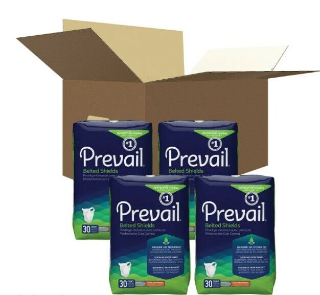 Prevail Unisex Belted Undergarment Incontinence Shields Pads, Heavy 30 - 120