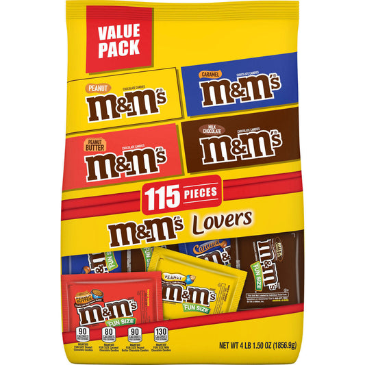 M&M'S Peanut Butter, Caramel, Milk Chocolate Candy Variety Mix 65.5 oz 115 ct