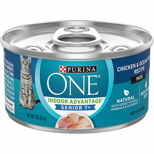 Purina ONE Indoor Advantage Senior 7+ Pate Wet Cat Food, 3 oz, 12 Cans