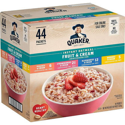 Quaker Instant Oatmeal Variety Pack with 100% Whole Grains, 24, 36 & 44 Count
