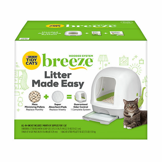 Purina Tidy Cats Breeze Hooded Non-Clumping Cat Litter Box System Starter Kit