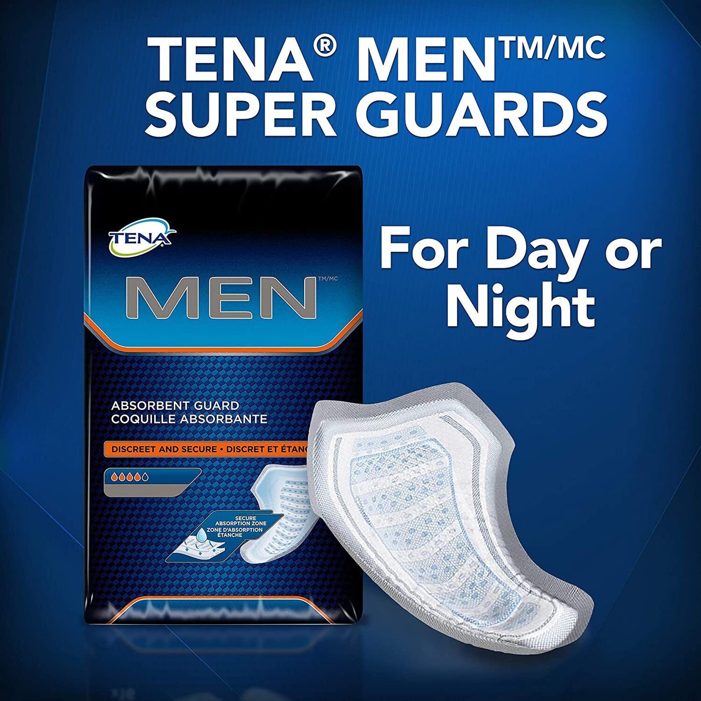 TENA Incontinence Guards for Men, Super Absorbency, 96 Count (6 Packs of 16)