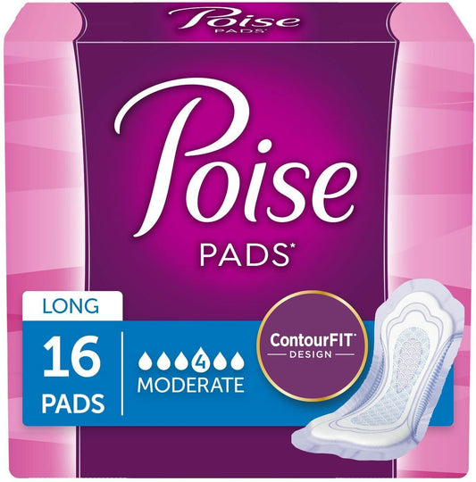 Poise Incontinence Pads for Women, Moderate Absorbency, Long Length, 16 Count ️