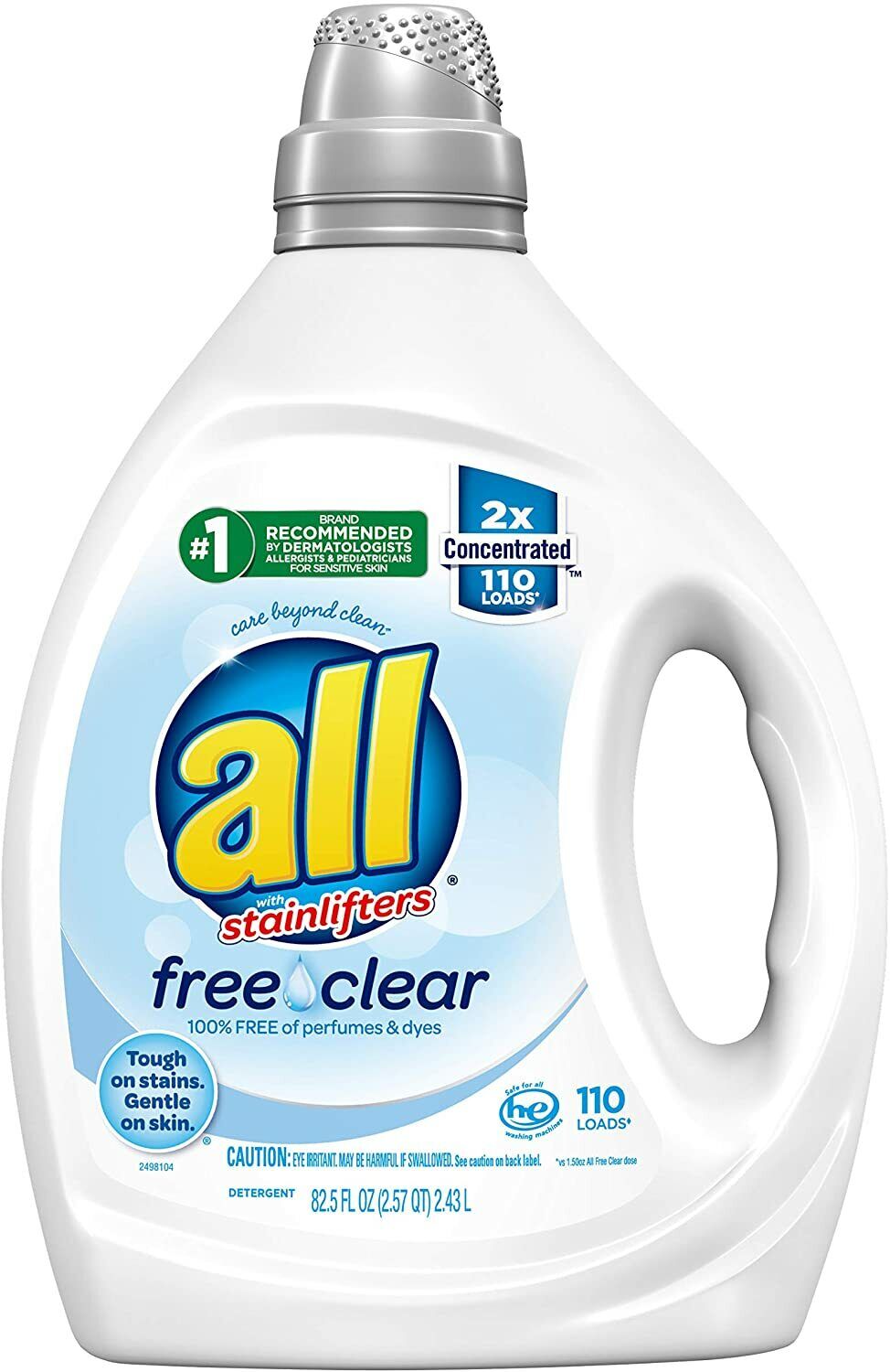 All Laundry Detergent, Free Clear Sensitive Skin, 2X Concentrated 110 Loads ️️