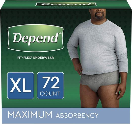 Depend FIT Flex Incontinence Underwear For Men Maximum Absorbency XL, 72 Ct ️️