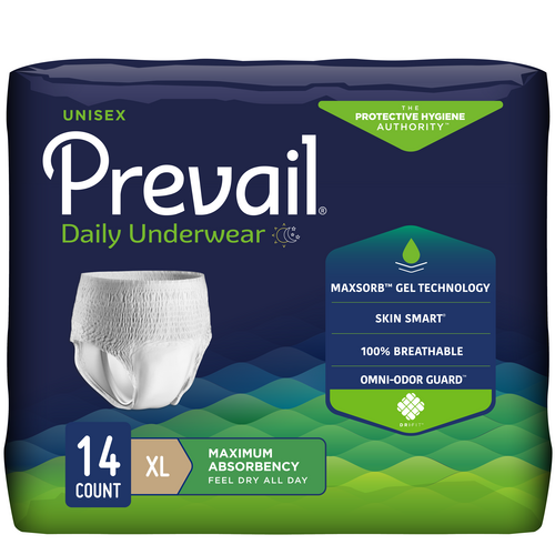 Prevail Daily Unisex Incontinence Underwear Pull-Up Diapers, Maximum S/M/L/XL
